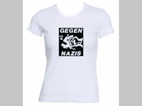 Gegen Nazis, biele dámske tričko Fruit of The Loom  100%bavlna